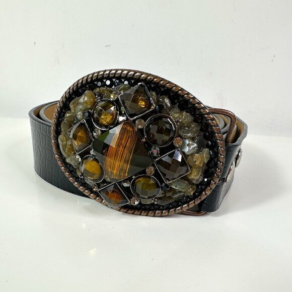 WHIMSICAL ORIGINAL Rhinestones Artisan Made Belt Buckle Signet Sz M/L main image 10